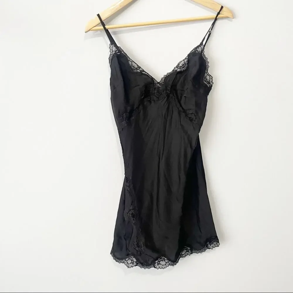 Victoria’s Secret black lace lingerie slip dress size small nightie sexy